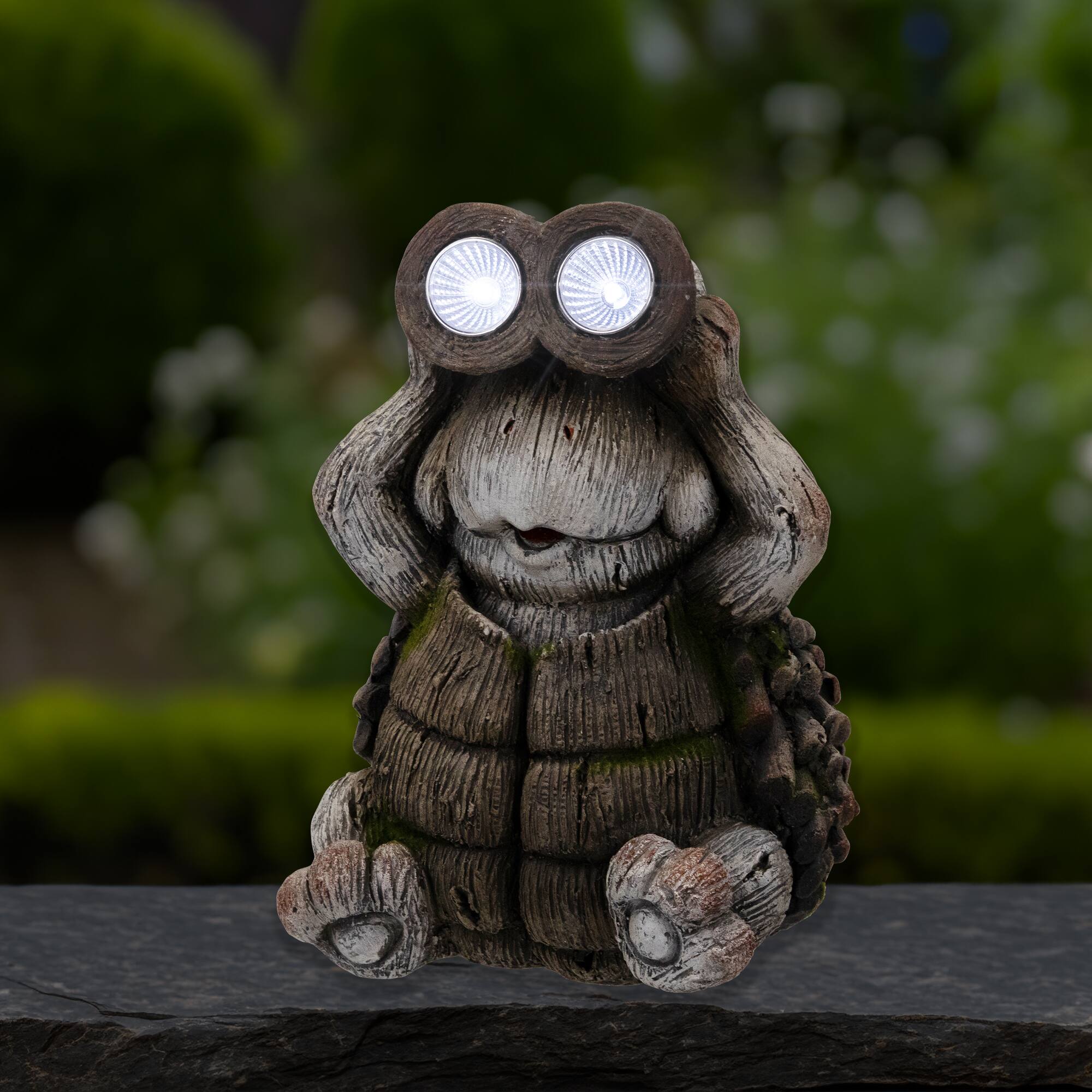 11.5" Turtle with Binoculars Outdoor Solar Lighted Garden Statue